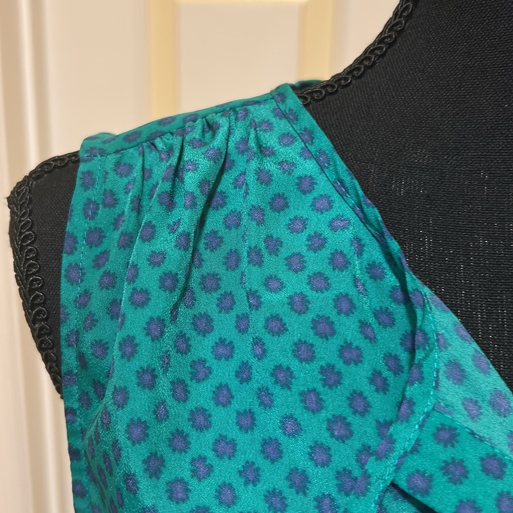 LOFT Teal and Purple Patterned Dress - Picture 4 of 5